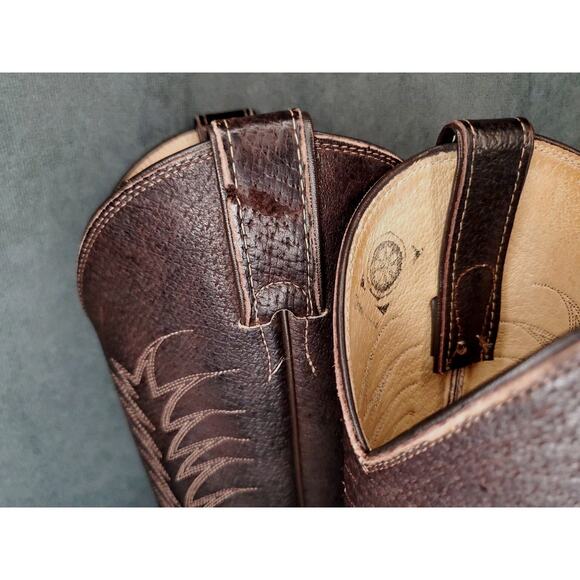 Vintage Justin 1195 Full Chocolate Glazed Pig Western Cowboy Boots US Men's 9 D - Picture 11 of 14